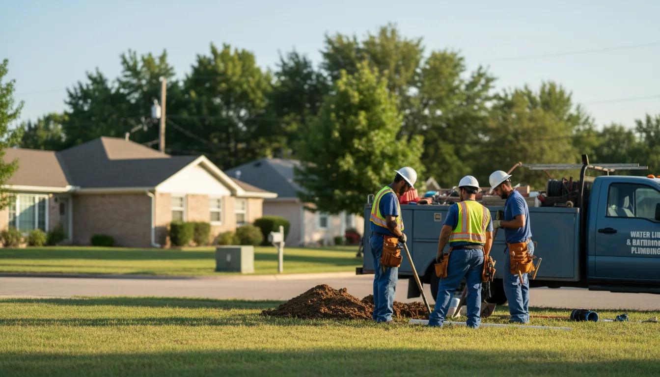 Residential water line and bathroom plumbing service in Boynton, OK